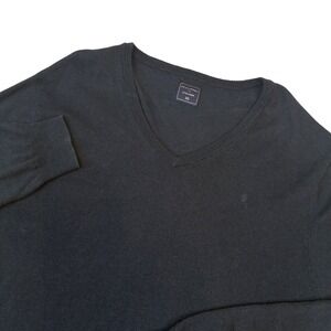 Scalpers V-Neck Sweater Men XXL Navy Blue Cotton Cashmere Blend Embroidered Logo
